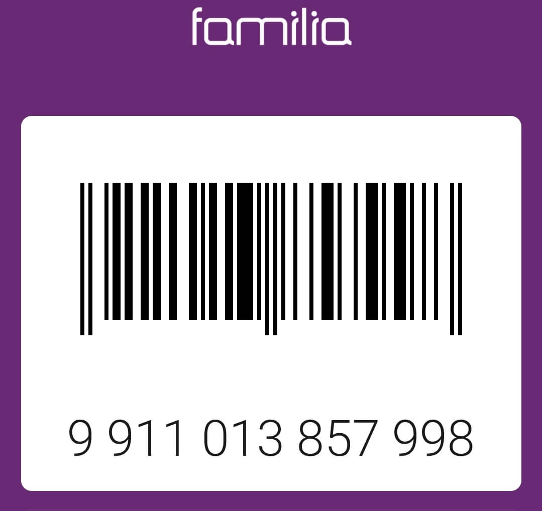 Карта Фамилии: фото штрих кода.